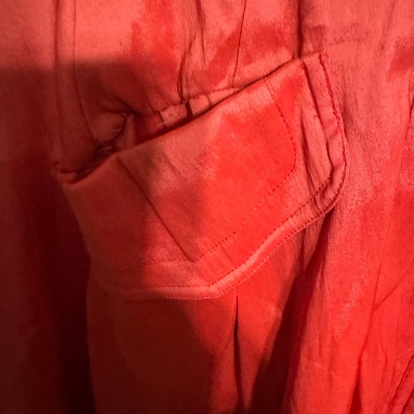 Samuel Dong Red Bubble Hem Trench Coat Size L - Picture 5 of 16